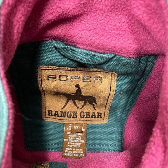 Vintage ROPER Teal and Pink Canvas Vest Size XL - Picture 7 of 7